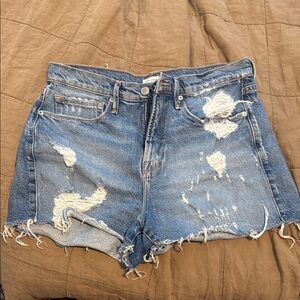 Good American Blue Distressed Jean Shorts
